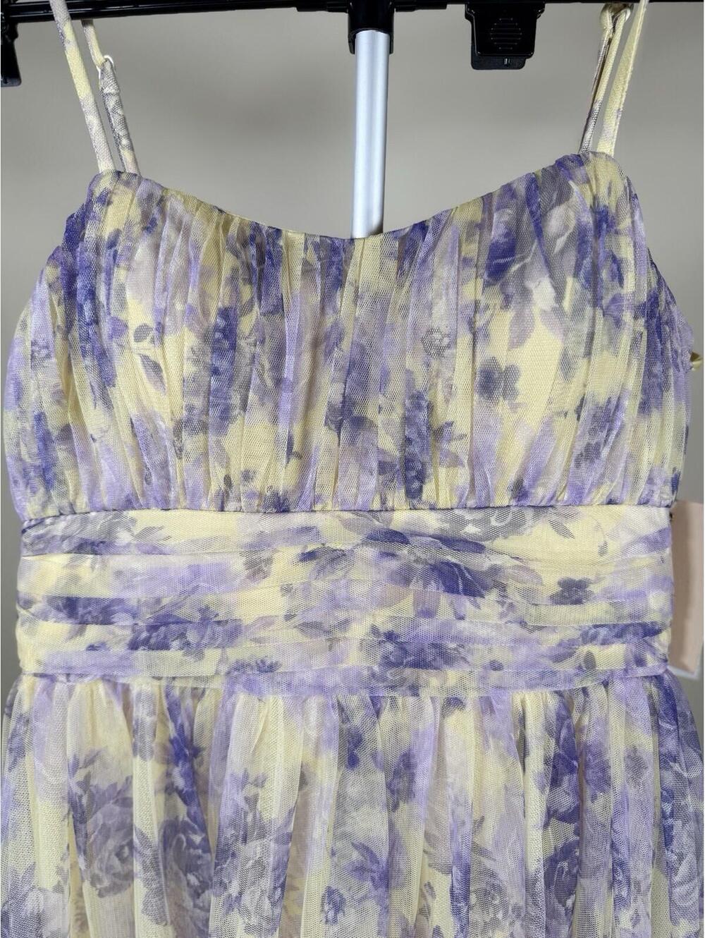 NWT City Studios Juniors' Lavender Floral Tulle Gown Ruffle Hem Size 3/4 - Picture 5 of 12